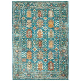 Tappeto Tribal Pakistan Astratto Acquamarina Arancione Crema
