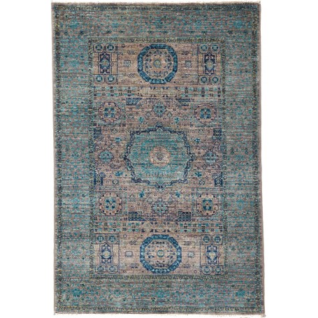 Tappeto Mamlouk Pakistan Medaglione Blu Petrolio Turchese Ch