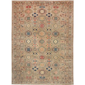 Tappeto Kazak Fine Pakistan Astratto Beige Blu Rosso Oro 273