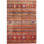 Tappeto Samarkand Pakistan Astratto Rosso Blu Oro Verde Marr