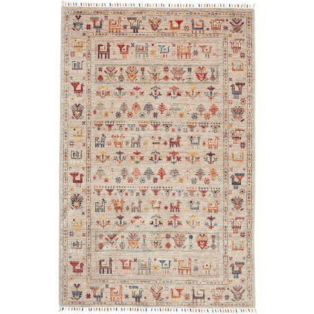 Tappeto Rubin Pakistan Astratto Beige Rosso Blu Giallo Aranc