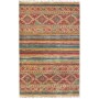 Tappeto Samarkand Pakistan A Righe Beige Rosso Magenta Petro