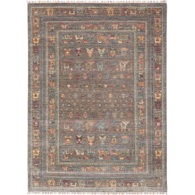 Tappeto Rubin Pakistan Astratto Marrone Grigio Talpa Blu Gia
