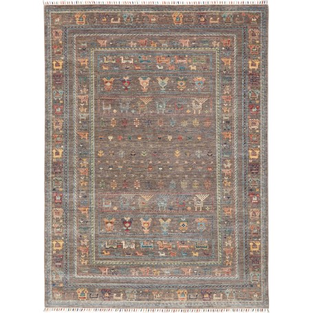 Tappeto Rubin Pakistan Astratto Marrone Grigio Talpa Blu Gia