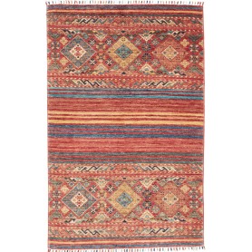 Tappeto Rubin Pakistan Geometrico Rosso Mattone Blu Petrolio
