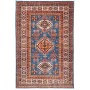 Tappeto Kazak Fine Pakistan Geometrico Blu Rosso Giallo Crem