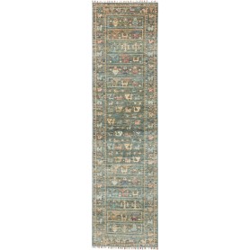 Tappeto Rubin Pakistan Astratto Verde Petrolio Sbiadito Beig
