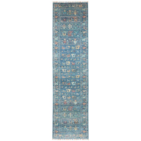 Tappeto Rubin Pakistan Astratto Blu Petrolio Ocra Ruggine Cr