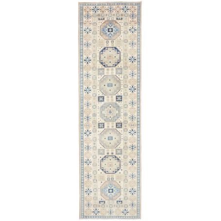 Tappeto Kazak Afghanistan Astratto Avorio Crema Blu Cielo Bl
