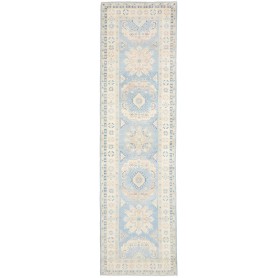 Tappeto Kazak Afghanistan Astratto Celeste Crema Beige Sabbi