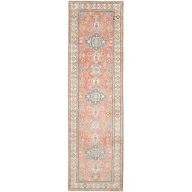 Tappeto Kazak Afghanistan Geometrico Salmone Rosato Blu Crem