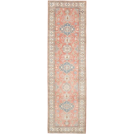Tappeto Kazak Afghanistan Geometrico Salmone Rosato Blu Crem