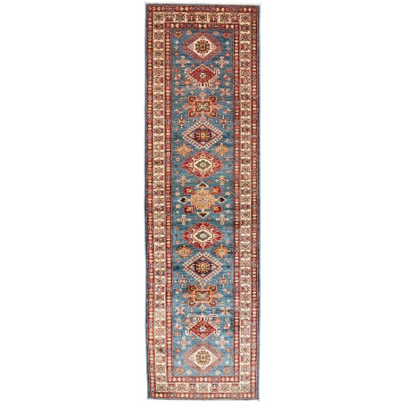Tappeto Kazak Fine Pakistan Astratto Blu Petrolio Rosso Terr