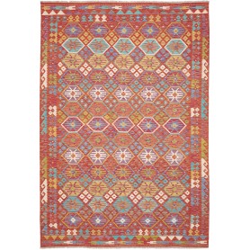 Tappeto Kilim Afghanistan Geometrico Terracotta Multicolore