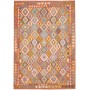 Tappeto Kilim Afghanistan Geometrico Rosso Arancio Turchese