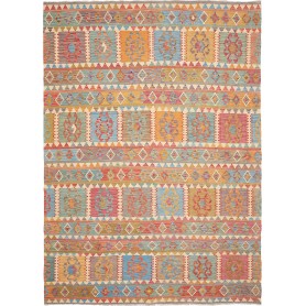 Tappeto Kilim Afghanistan Geometrico Blu Verde Rosso Arancio