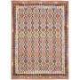 Tappeto Kilim Afghanistan Astratto Multicolore Rosa Azzurro