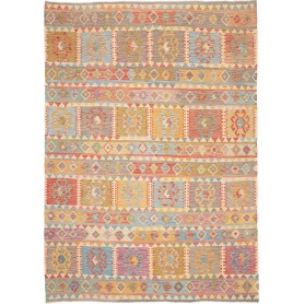 Tappeto Kilim Afghanistan Geometrico Multicolore Crema Blu R