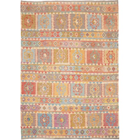 Tappeto Kilim Afghanistan Geometrico Multicolore Crema Blu R