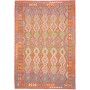 Tappeto Kilim Afghanistan Astratto Terracotta Azzurro Verde