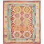 Tappeto Kilim Afghanistan Astratto Rosso Arancio Blu Celeste
