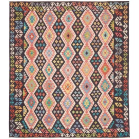 Tappeto Kilim Afghanistan Geometrico Carbone Multicolore 254