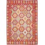 Tappeto Kilim Afghanistan Astratto Rosso Crema Blu Giallo Ve