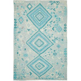 Tappeto Kilim Afghanistan Astratto Azzurro Turchese Acquamar