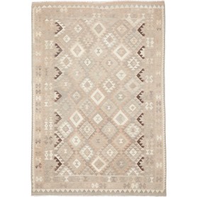 Tappeto Kilim Afghanistan Astratto Beige Grigio Crema Marron