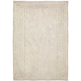 Tappeto Kilim Afghanistan Geometrico Beige Grigio Chiaro Cre