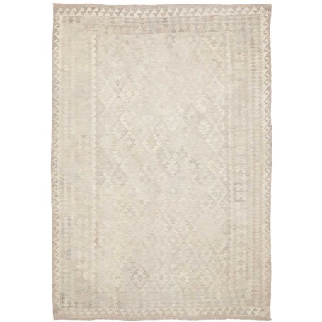 Tappeto Kilim Afghanistan Geometrico Beige Grigio Chiaro Cre