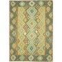 Tappeto Kilim Afghanistan Tribale Verde Marrone Turchese Bei