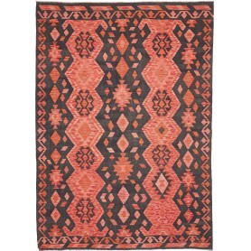 Tappeto Kilim Afghanistan Geometrico Rosso Corallo Grigio An