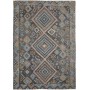 Tappeto Kilim Afghanistan Astratto Grigio Antracite Nero Blu