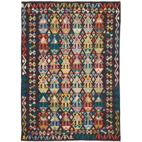 Tappeto Kilim Afghanistan Astratto Grigio Carbone Azzurro Ac