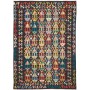 Tappeto Kilim Afghanistan Astratto Grigio Carbone Azzurro Ac