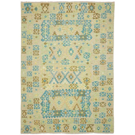 Tappeto Kilim Afghanistan Astratto Beige Chiaro Verde Salvia