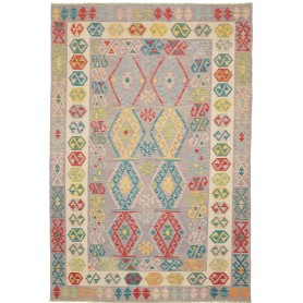 Tappeto Kilim Afghanistan Astratto Grigio Multicolore Celest
