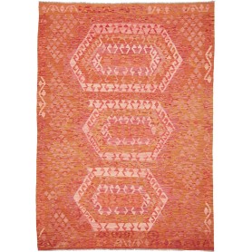 Tappeto Kilim Afghanistan Astratto Arancio Terracotta Rosa C