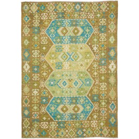 Tappeto Kilim Afghanistan Astratto Marrone Kaki Turchese Ver