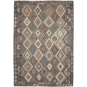 Tappeto Kilim Afghanistan Geometrico Marrone Grigio Petrolio
