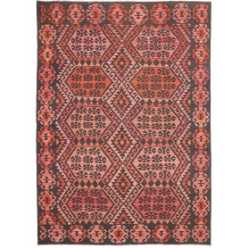 Tappeto Kilim Afghanistan Astratto Rosso Corallo Arancione T