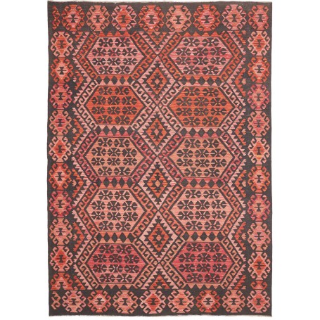 Tappeto Kilim Afghanistan Astratto Rosso Corallo Arancione T