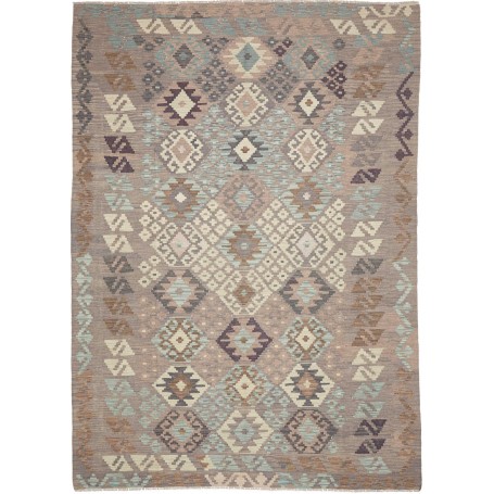 Tappeto Kilim Afghanistan Astratto Grigio Beige Azzurro Marr