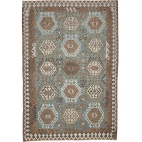 Tappeto Kilim Afghanistan Astratto Azzurro Ottanio Marrone B
