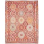 Tappeto Kilim Afghanistan Astratto Rosso Terracotta Azzurro