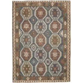 Tappeto Kilim Afghanistan Astratto Marrone Grigio Beige Verd