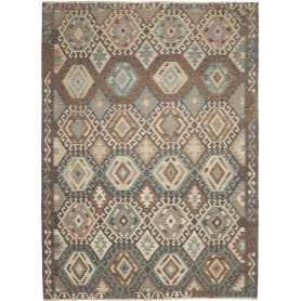 Tappeto Kilim Afghanistan Astratto Marrone Teale Beige Rosa