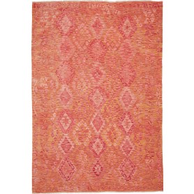 Tappeto Kilim Afghanistan Geometrico Arancione Corallo Pesca
