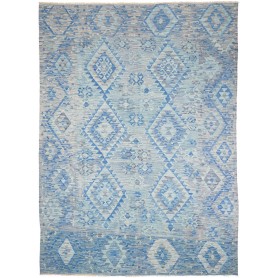 Tappeto Kilim Afghanistan Astratto Blu Grigio Chiaro Crema 2